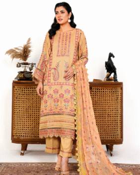 Heavily Embroidered Elegant Karandi Outfit 3PC