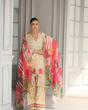Rang e Bahar – Embroidered Lawn Suit with Farshi Shalwar