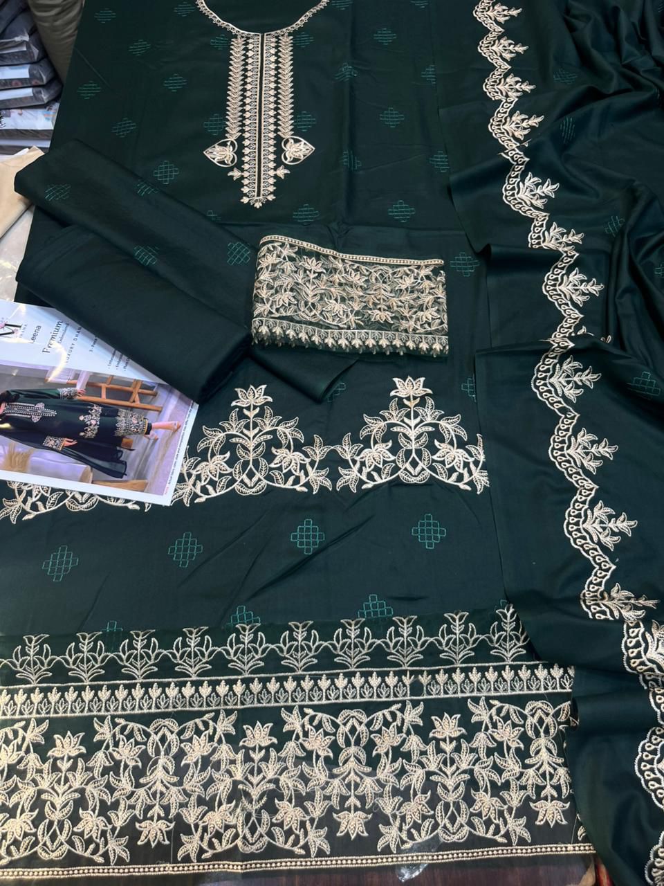 Dhanak 3-Piece Suit with Heavy Embroidered - Image 2