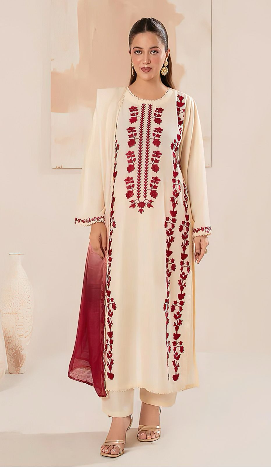 Dhanak 3-Piece Suit with Wool Shawl - Image 3