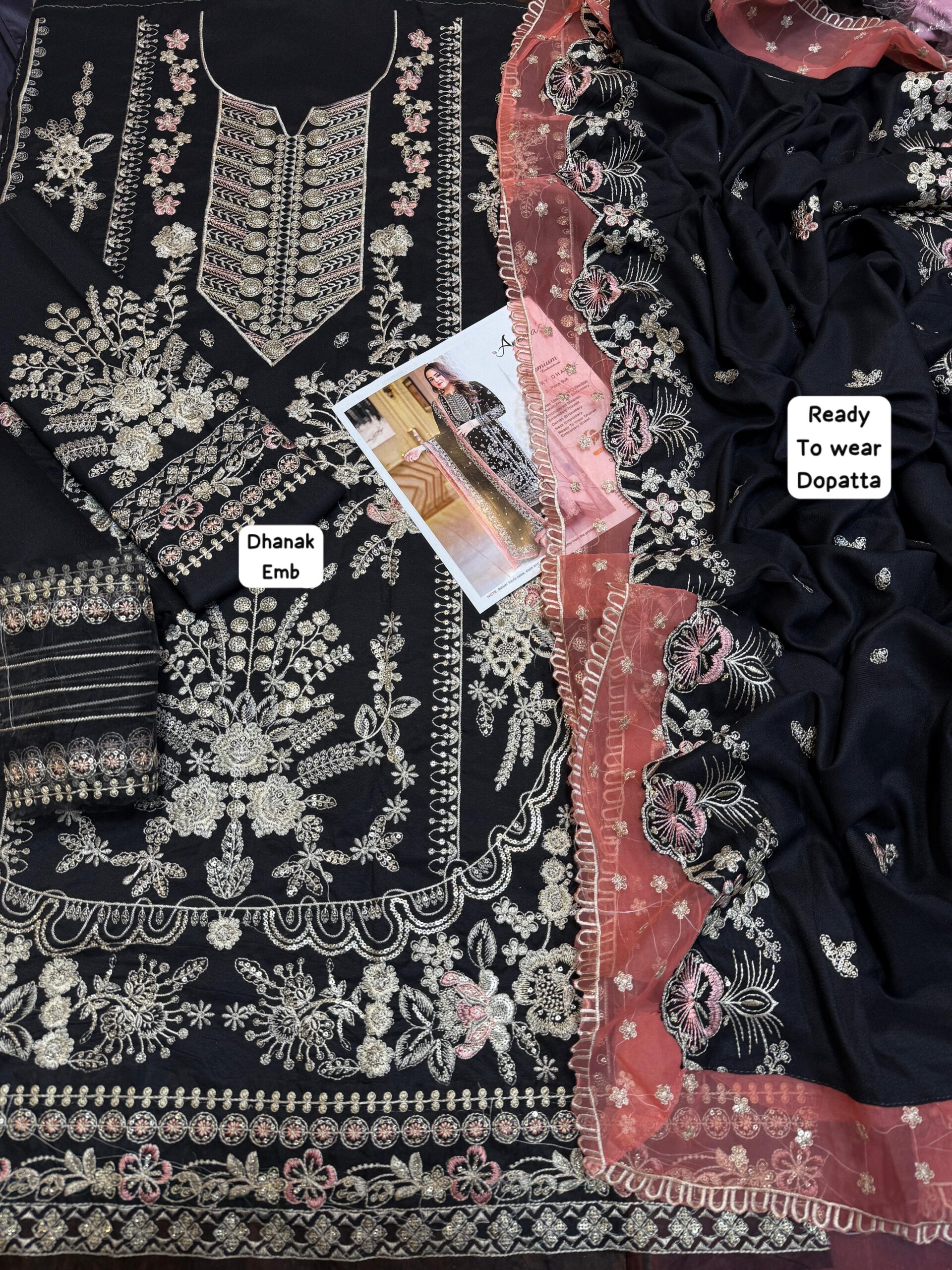 Dhanak 3-Piece Suit with Heavy Embroidered - Image 2