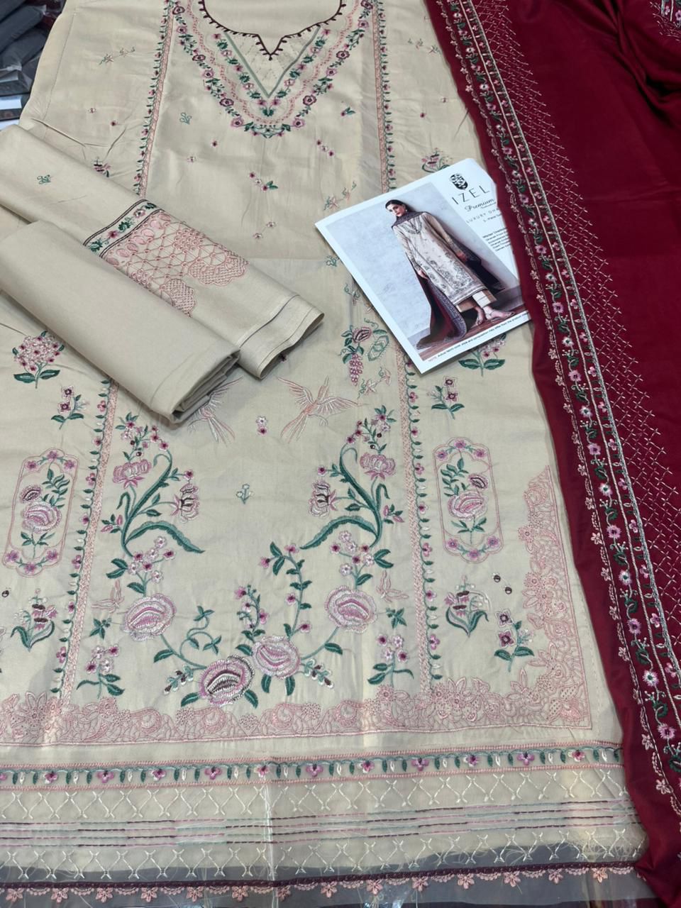 Dhanak 3-Piece Suit with Heavy Embroidered - Image 2