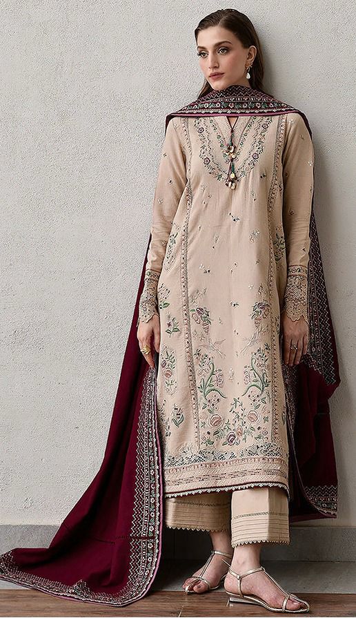 Dhanak 3-Piece Suit with Heavy Embroidered - Image 3