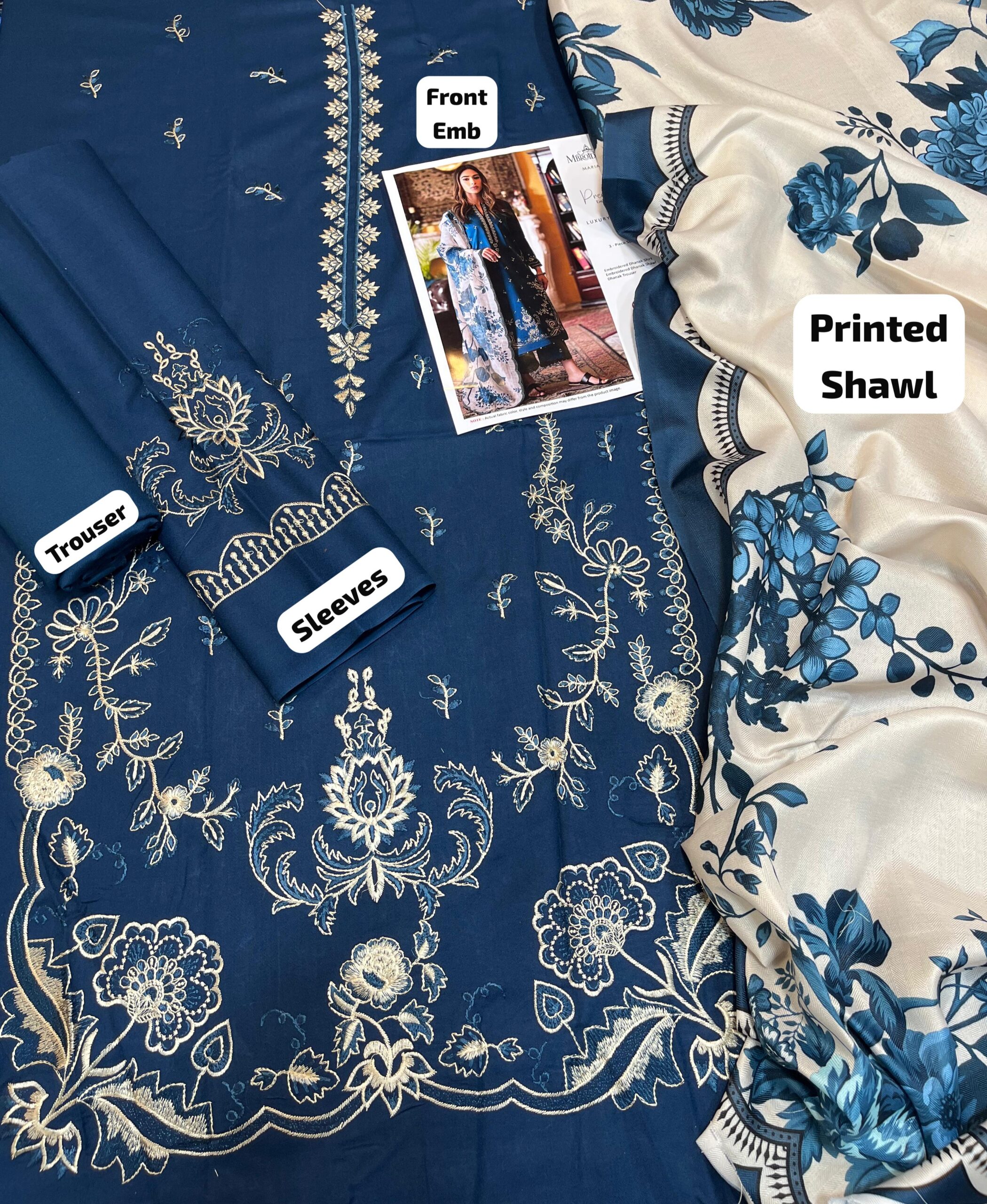 Dhanak 3-Piece Suit with Silky Wool Shawl - Image 3